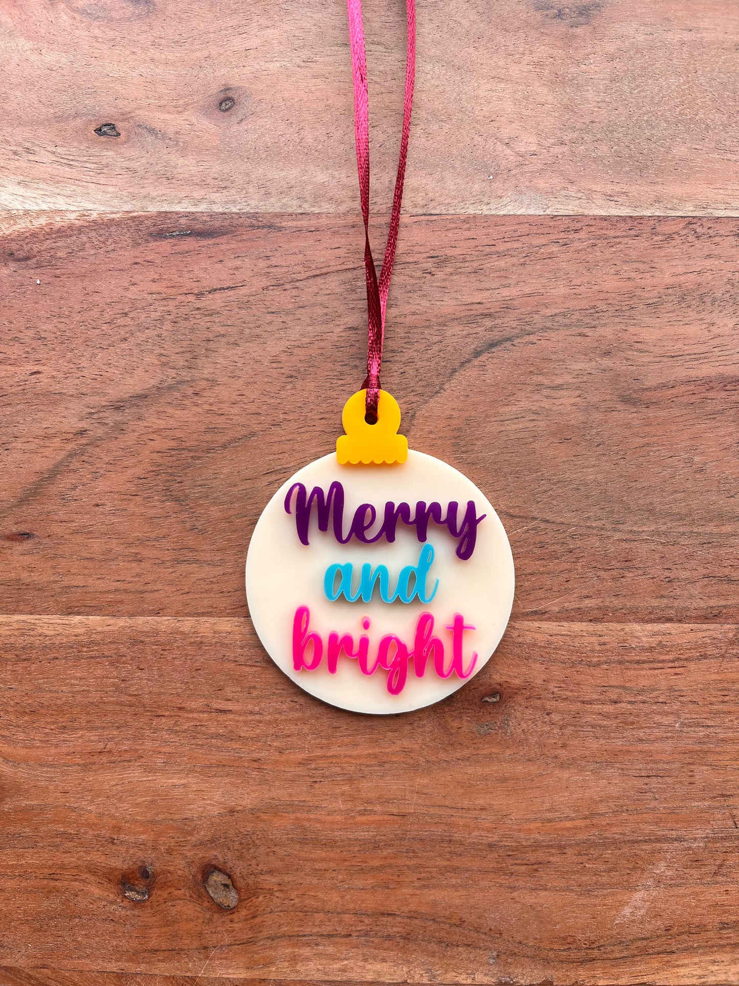 ❆ 'Merry and bright' - acrylic Christmas bauble