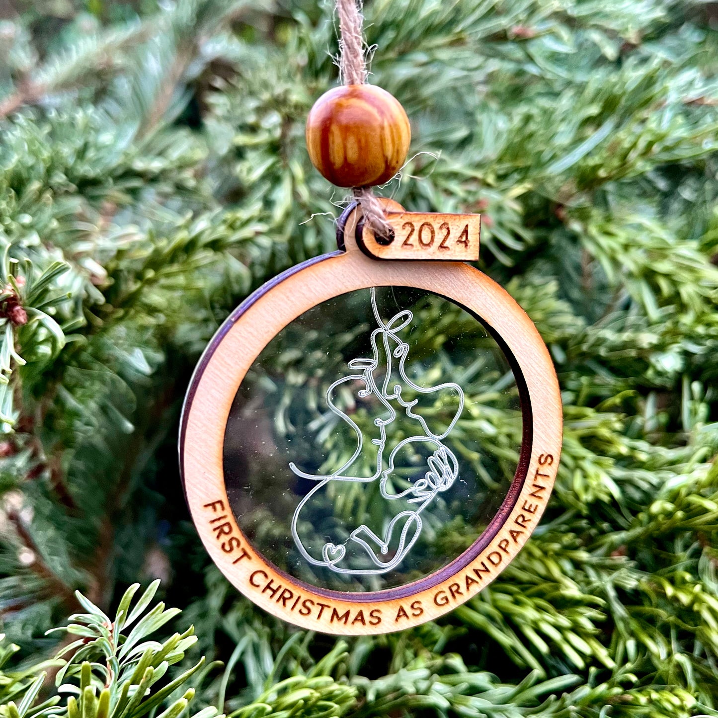 ❆ 'First Christmas as Grandparents' - laser engraved wood/acrylic bauble