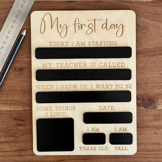 'My first day' board