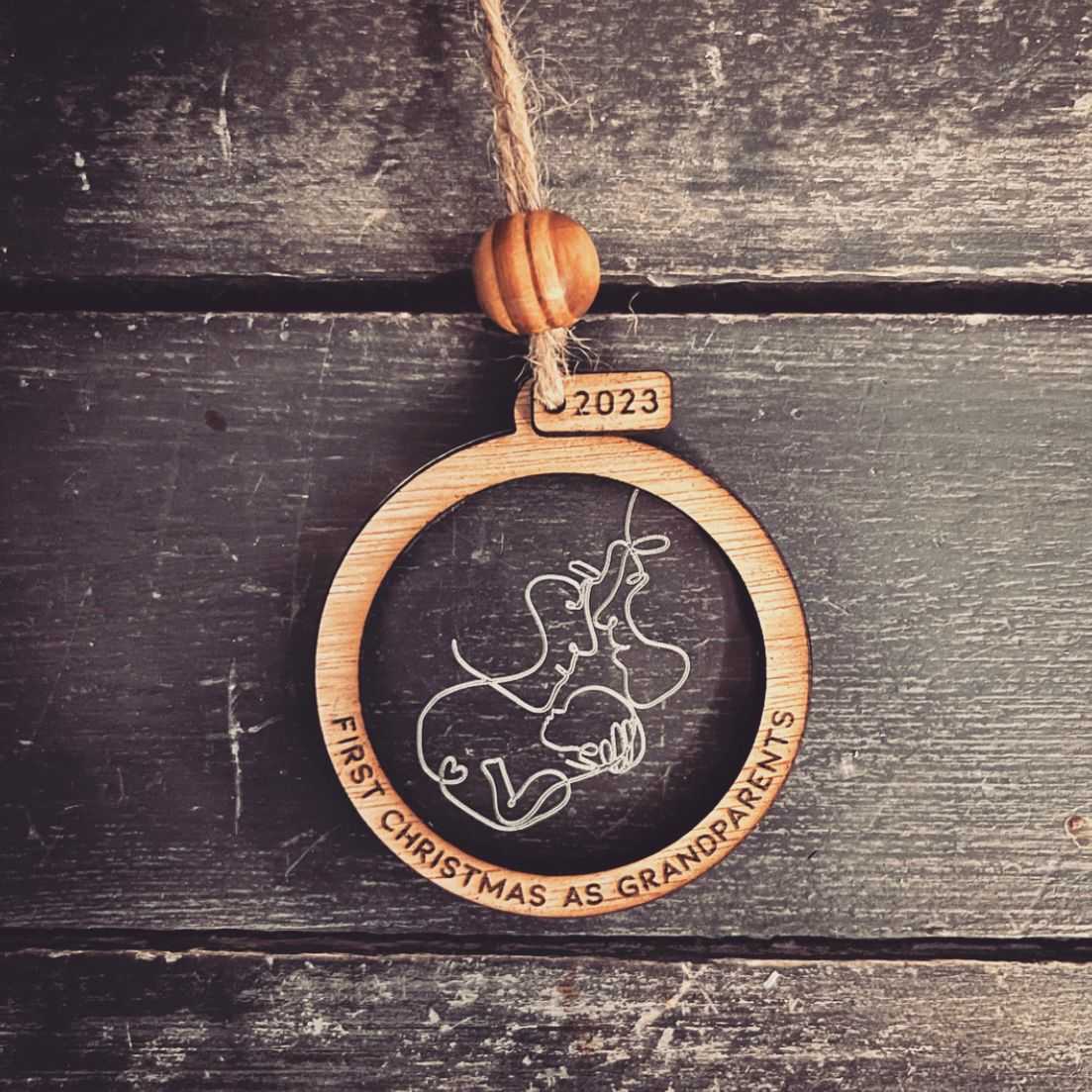 ❆ 'First Christmas as Grandparents' - laser engraved wood/acrylic bauble