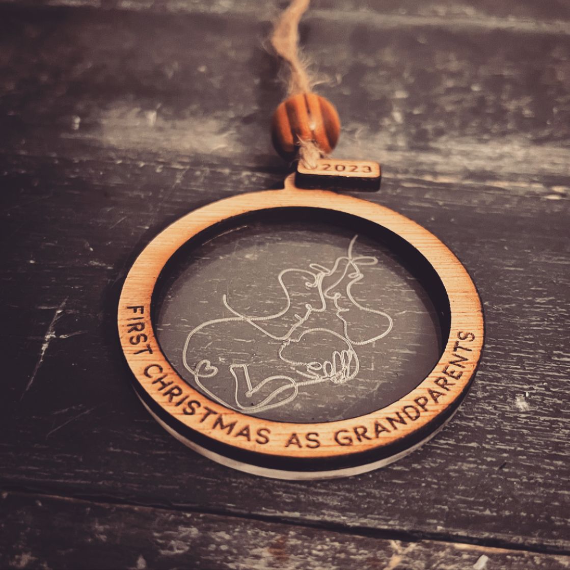 ❆ 'First Christmas as Grandparents' - laser engraved wood/acrylic bauble