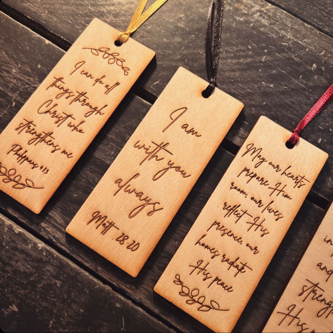 'May our hearts prepare Him room' laser engraved wooden bookmark