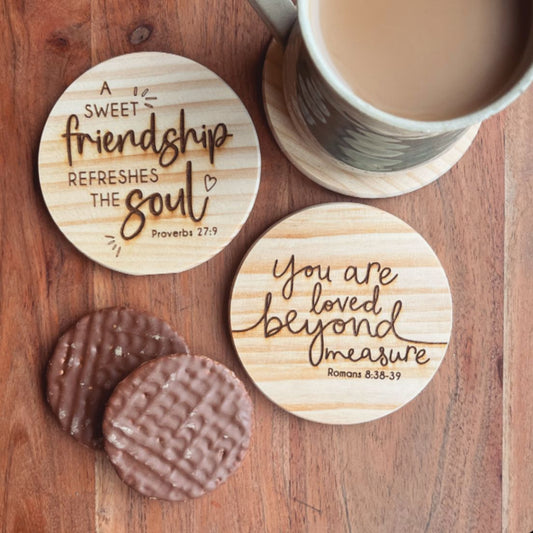 A sweet friendship/loved beyond measure - set of 2 coasters for a special friend