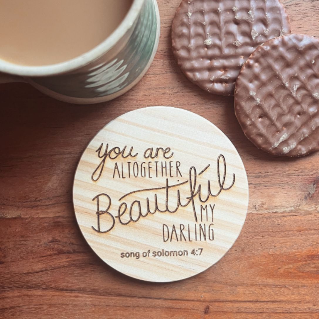 'My beloved/altogether beautiful' - set of 2 coasters for loved one