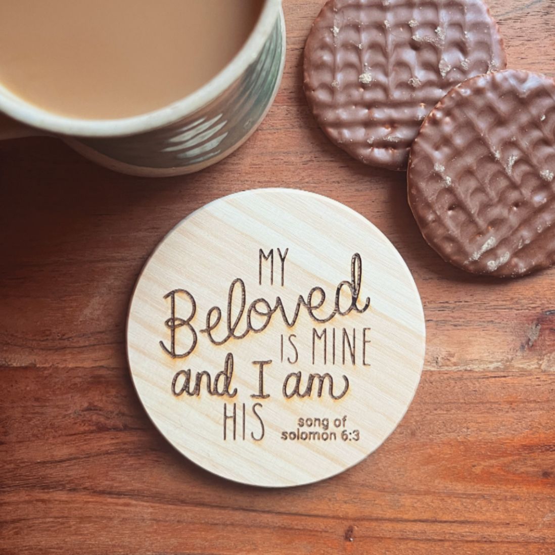 'My beloved/altogether beautiful' - set of 2 coasters for loved one