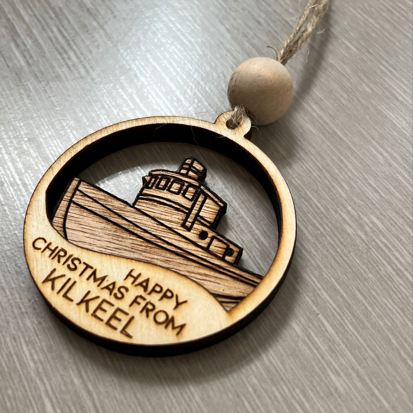 ❆ SALE - END OF LINE❆ Happy Christmas from Kilkeel - Wood bauble