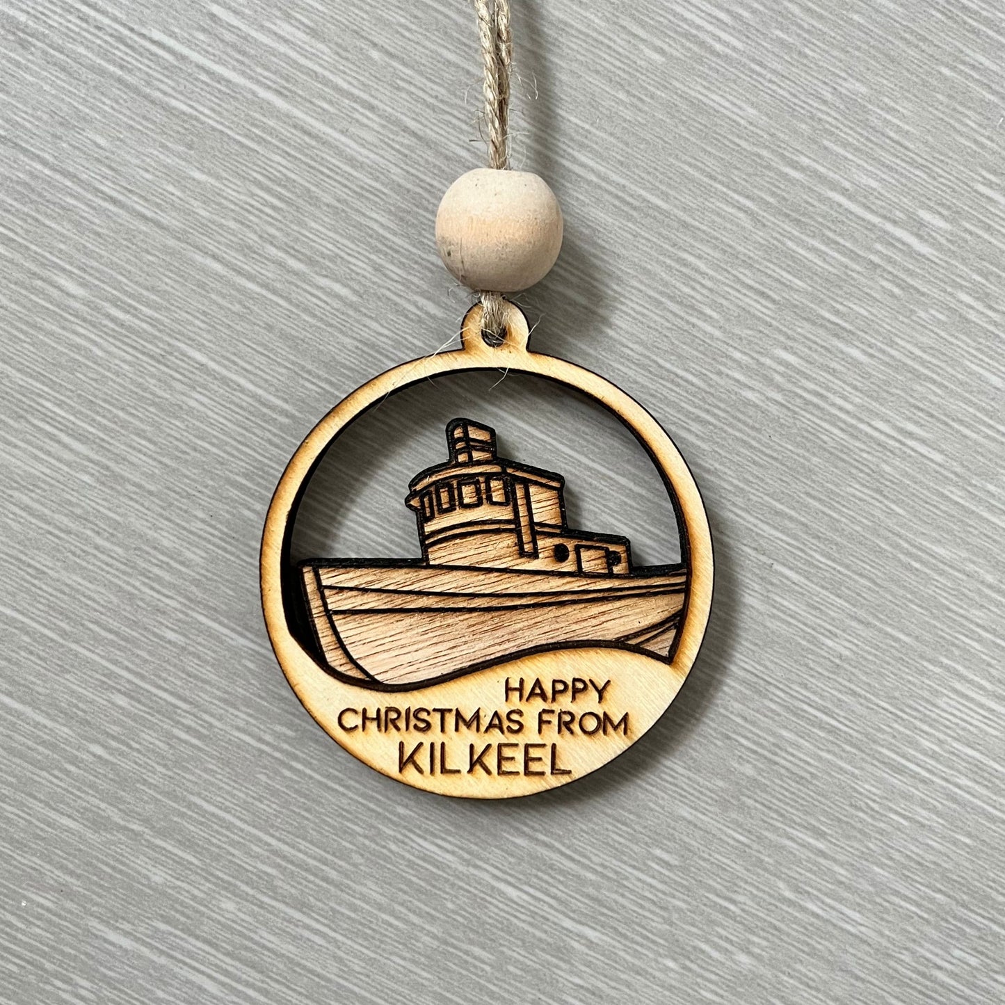 ❆ SALE - END OF LINE❆ Happy Christmas from Kilkeel - Wood bauble