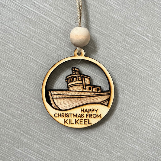 ❆ SALE - END OF LINE❆ Happy Christmas from Kilkeel - Wood bauble