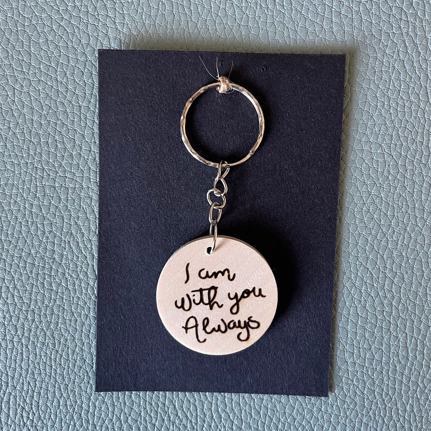 'I am with you always' wooden keyring