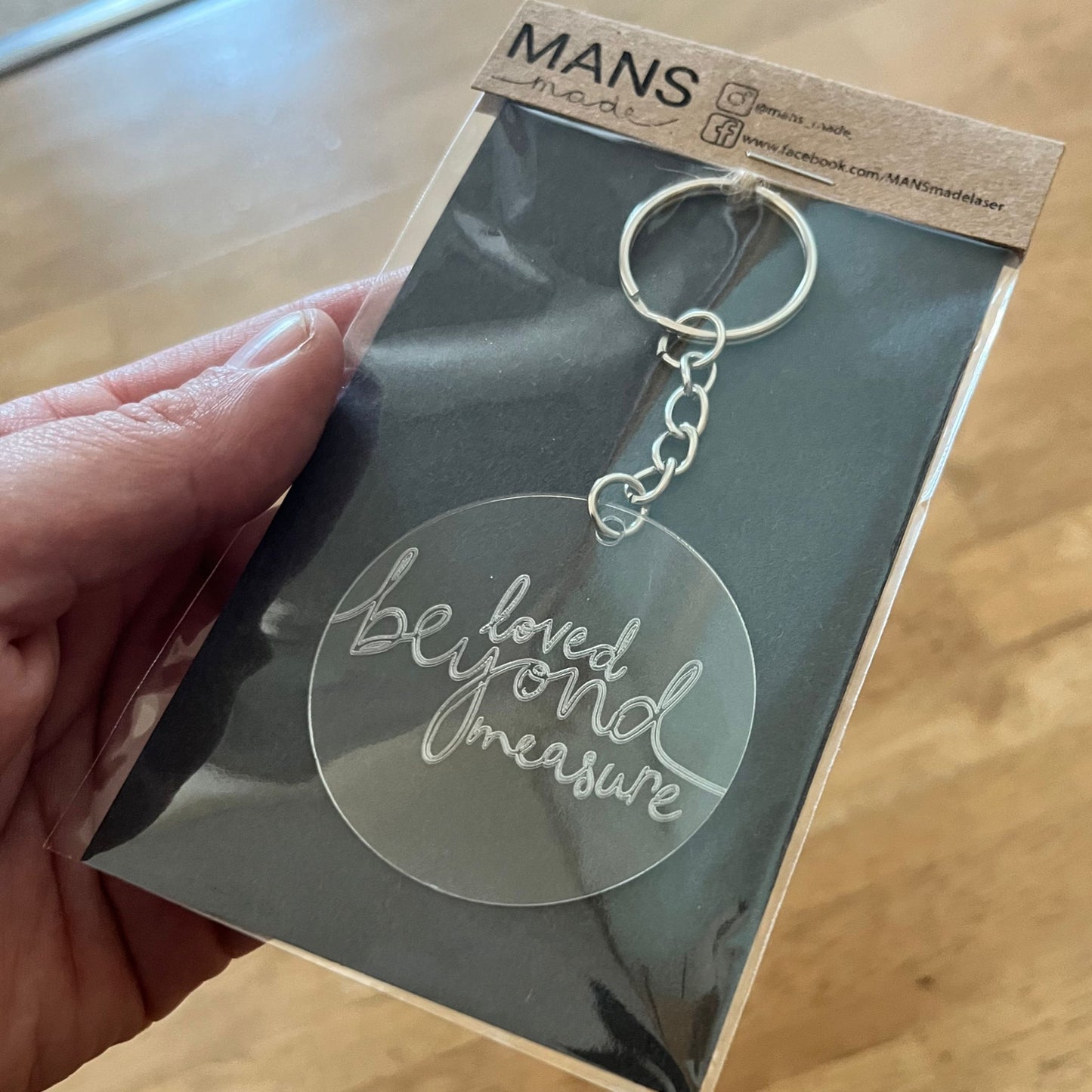 'Loved beyond measure' acrylic keyring