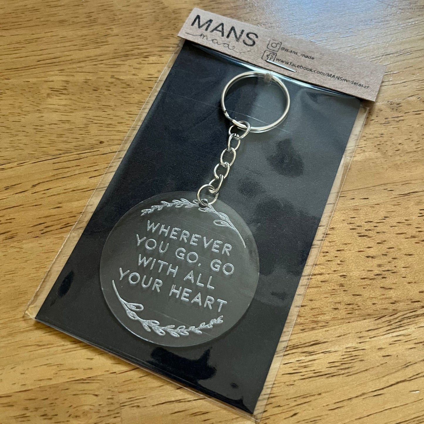 'Wherever you go' acrylic keyring