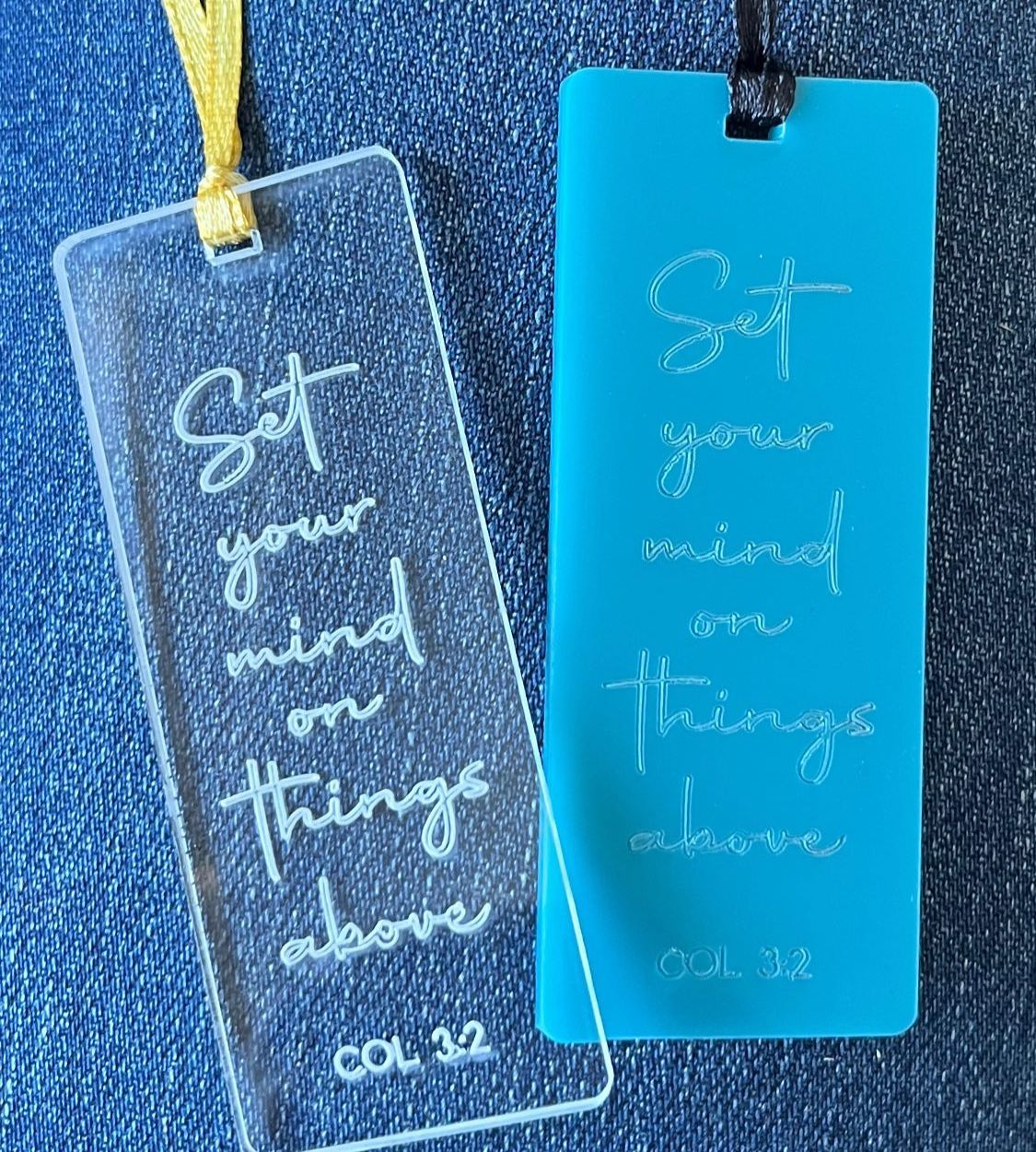 'Set your mind on things above' acrylic bookmark