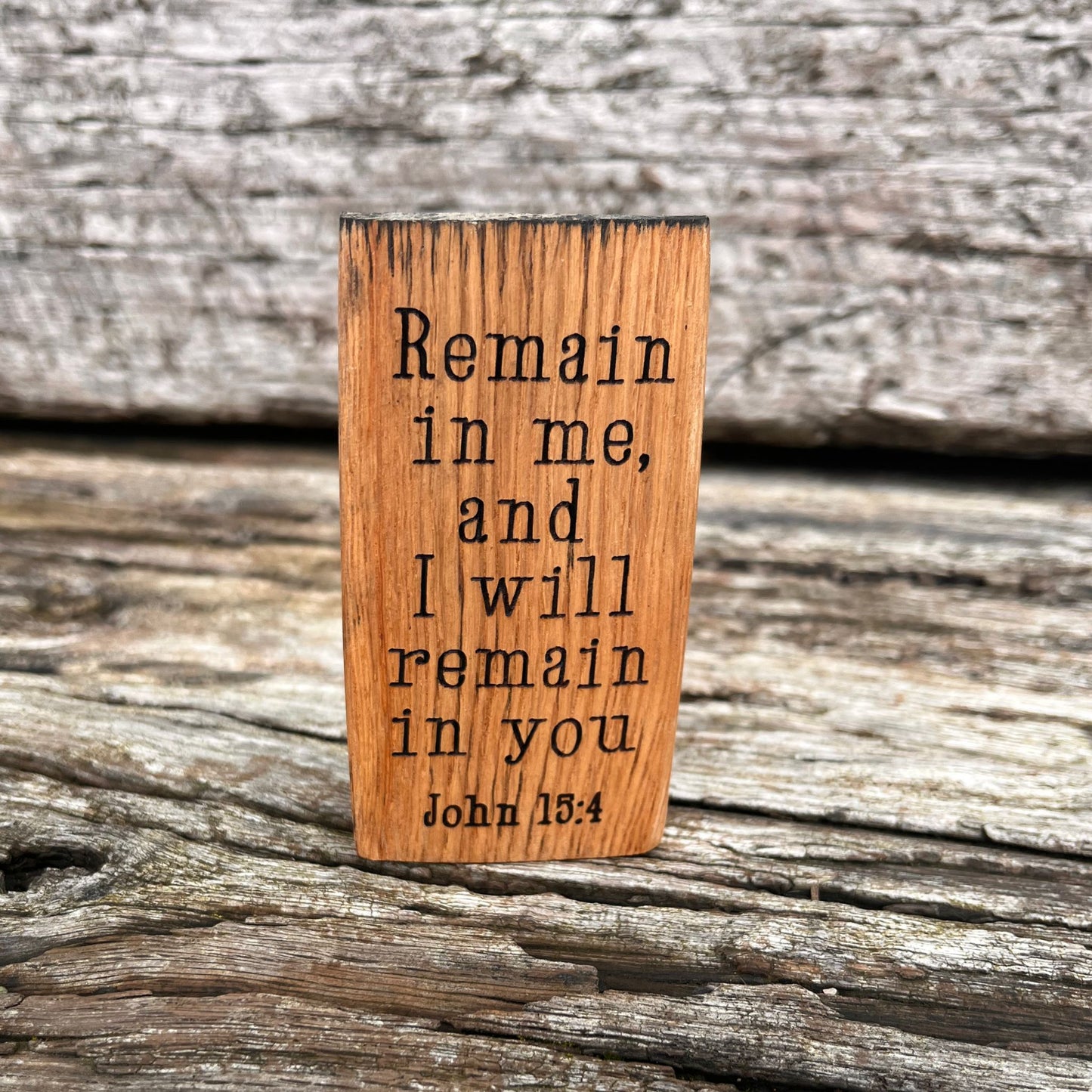 'Remain in me' mini laser engraved white oak plaque