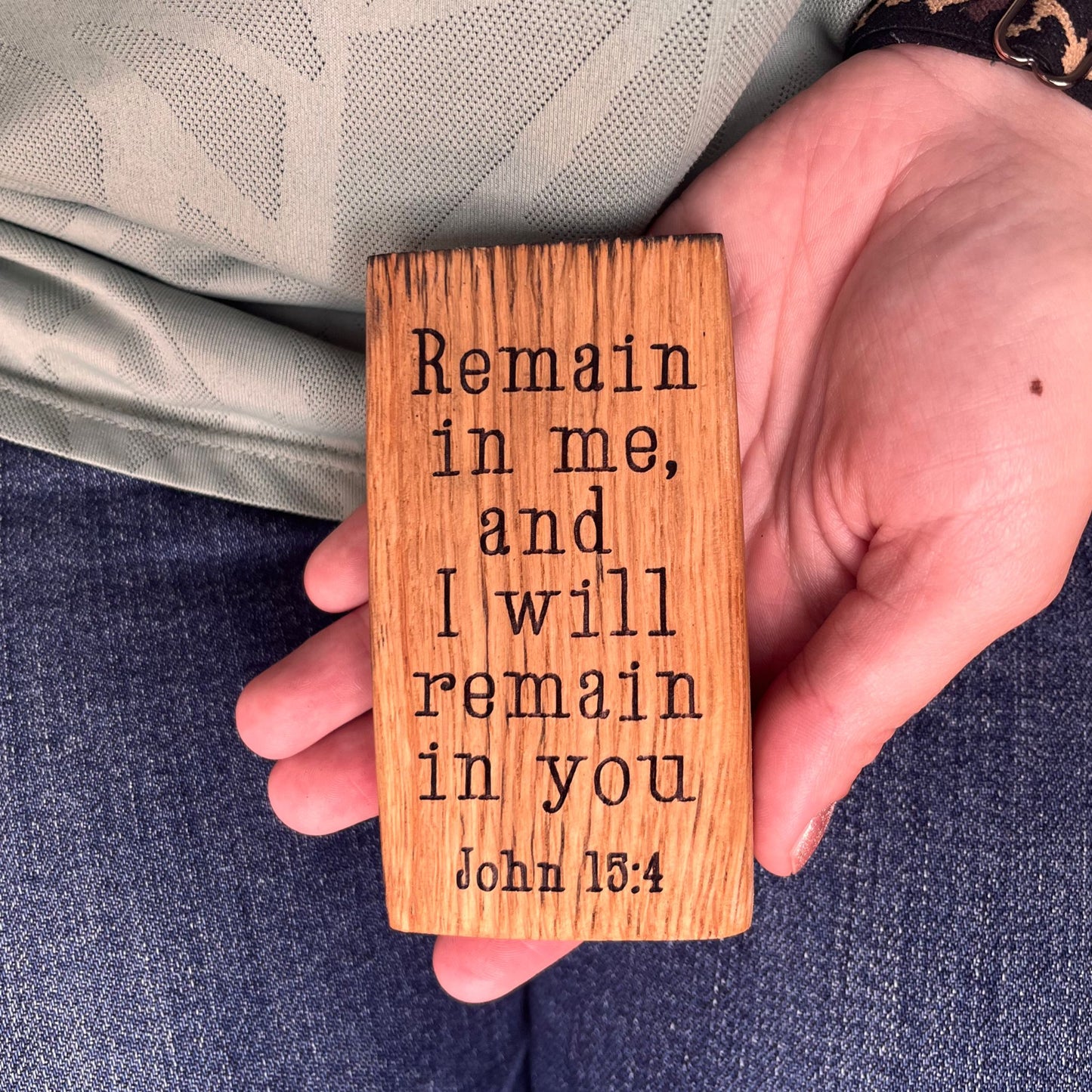 'Remain in me' mini laser engraved white oak plaque