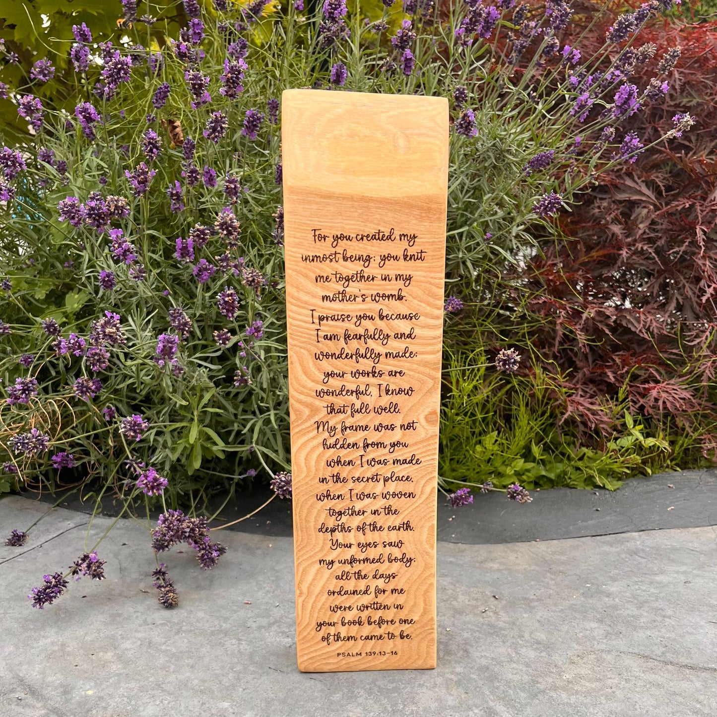 'Psalm 139' live edge decorative plaque