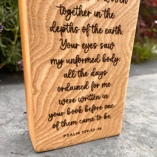 'Psalm 139' live edge decorative plaque