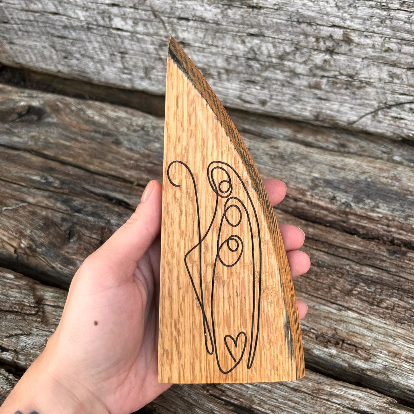 'Nativity' laser engraved white oak plaque