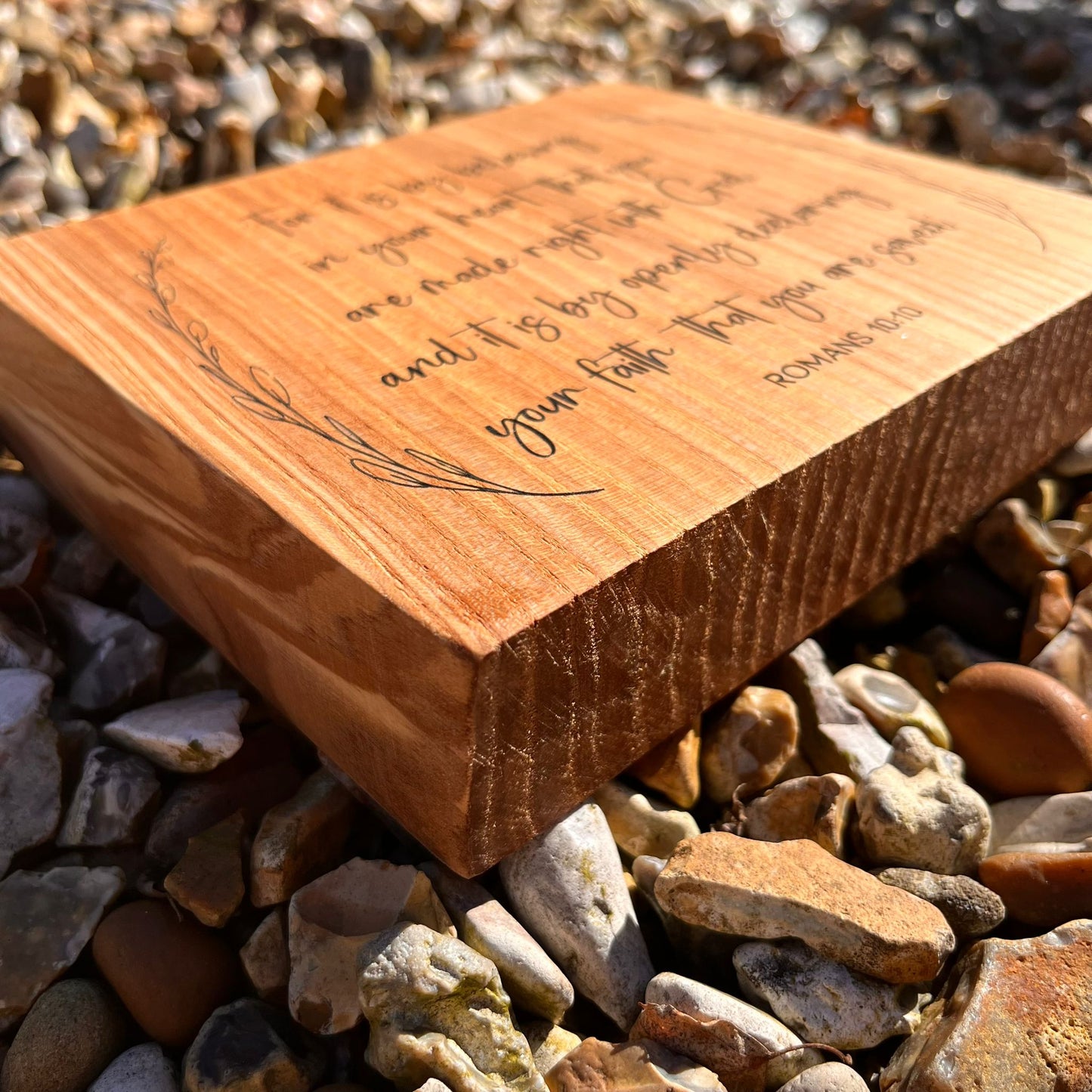 'Believing and declaring' Romans 10:10 solid wood plaque