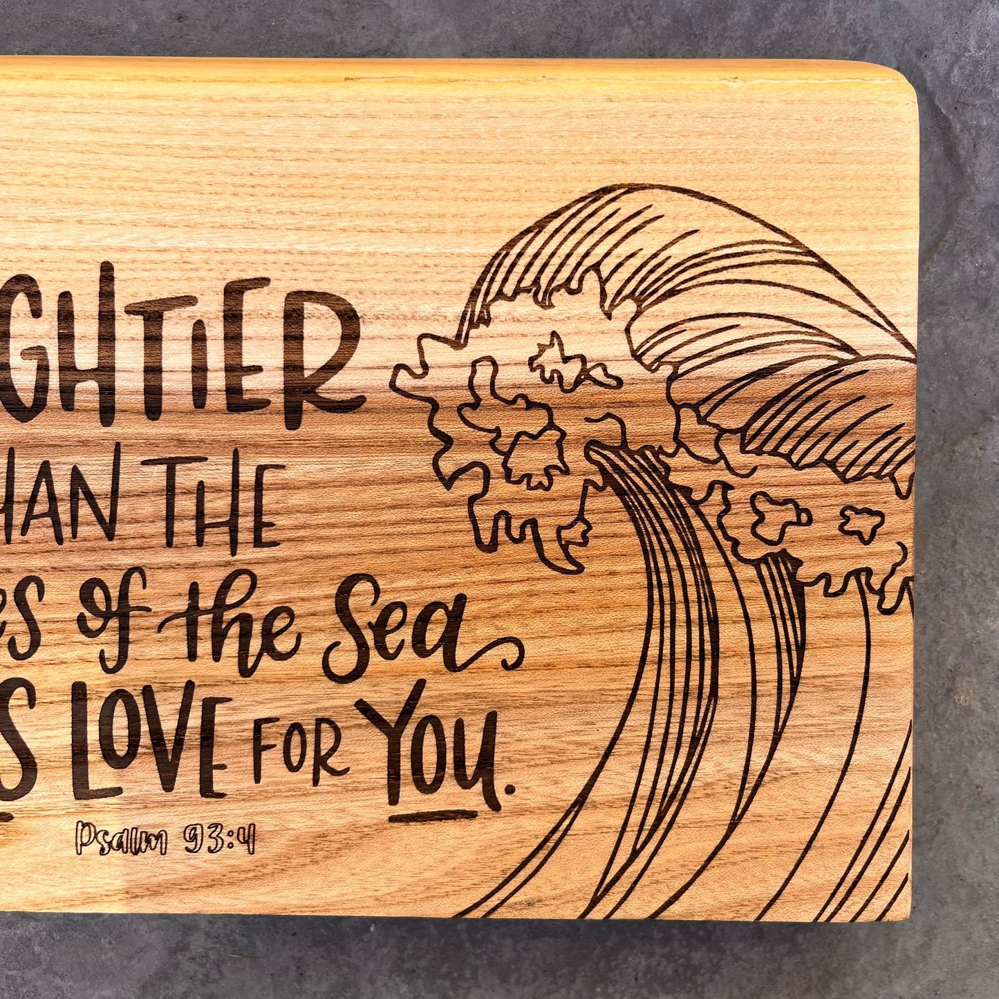 'Mightier than the waves' - large live edge decorative plaque