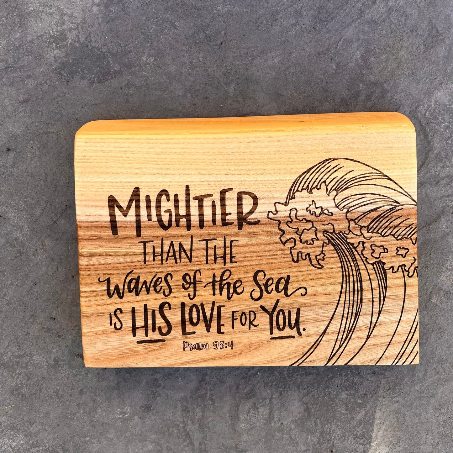 'Mightier than the waves' - large live edge decorative plaque