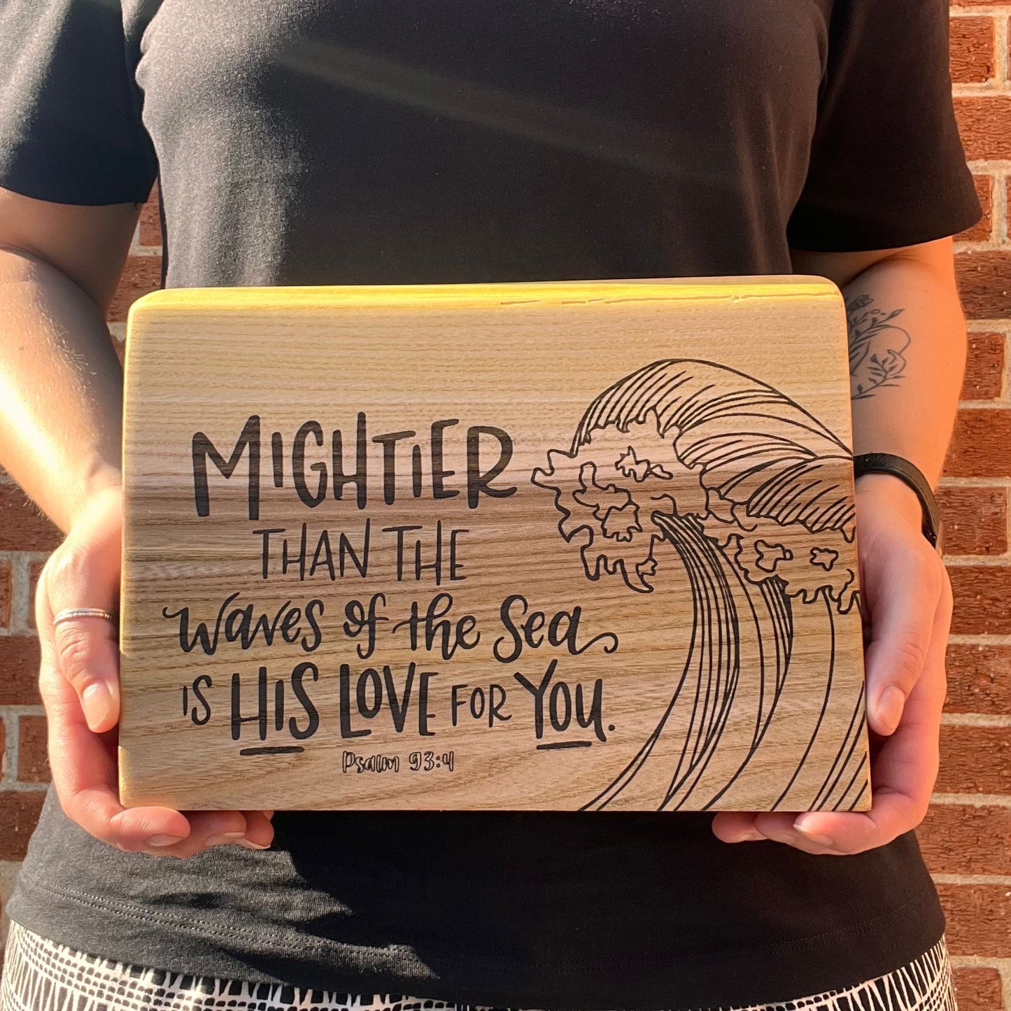 'Mightier than the waves' - large live edge decorative plaque