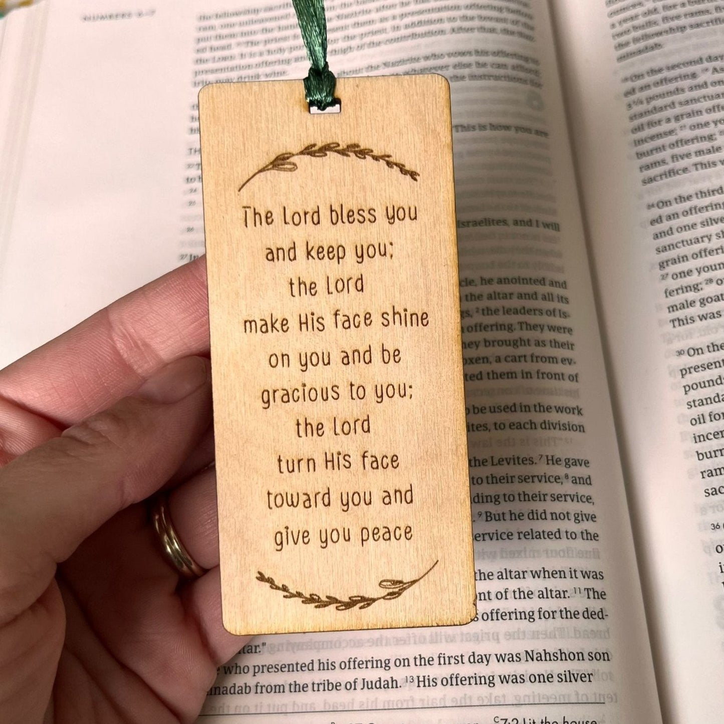 'Aaronic blessing' laser engraved wooden bookmark