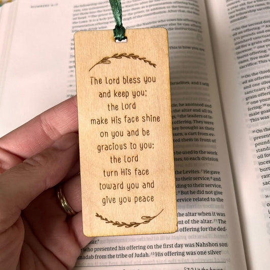 'Aaronic blessing' laser engraved wooden bookmark