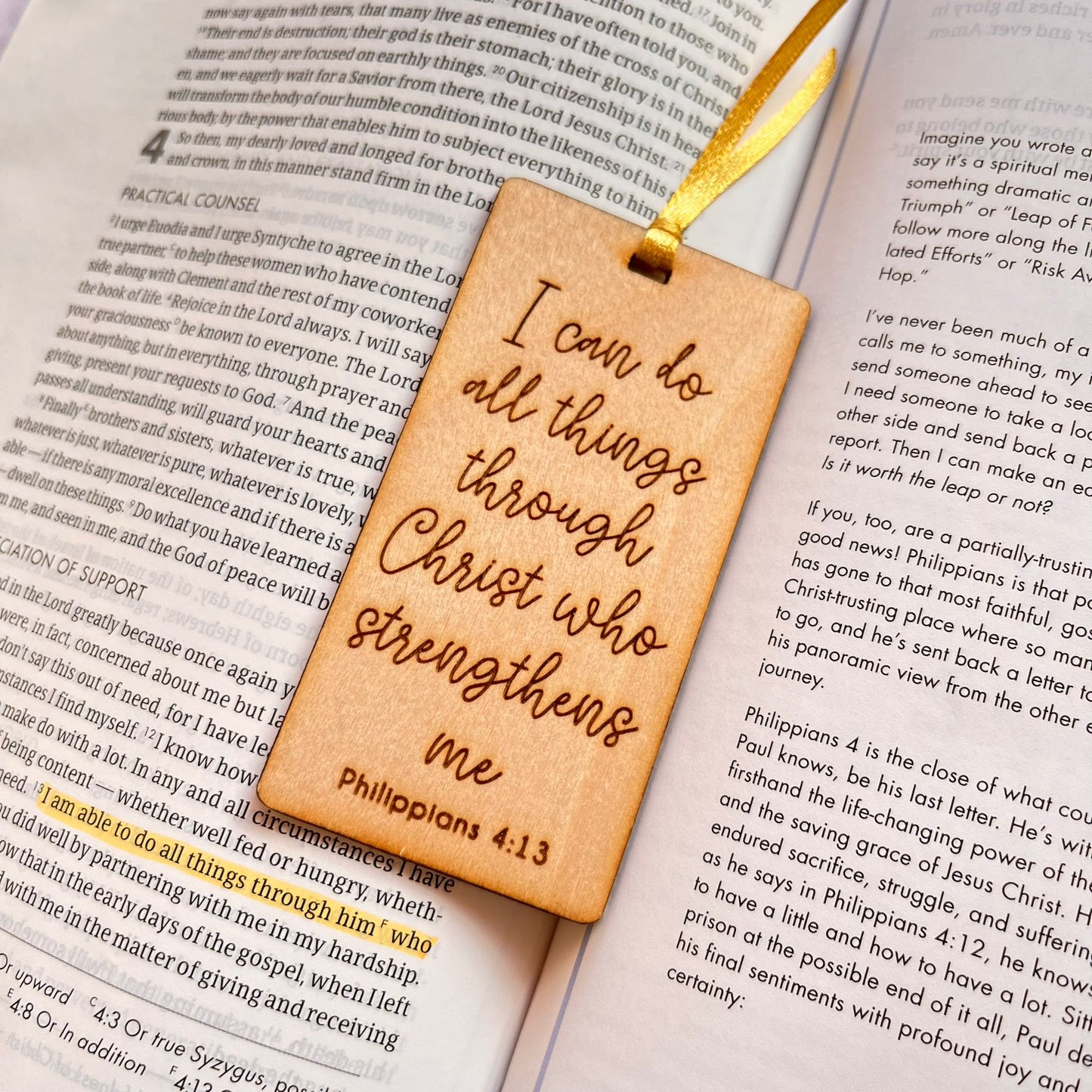 'I can do all things' laser engraved wooden bookmark