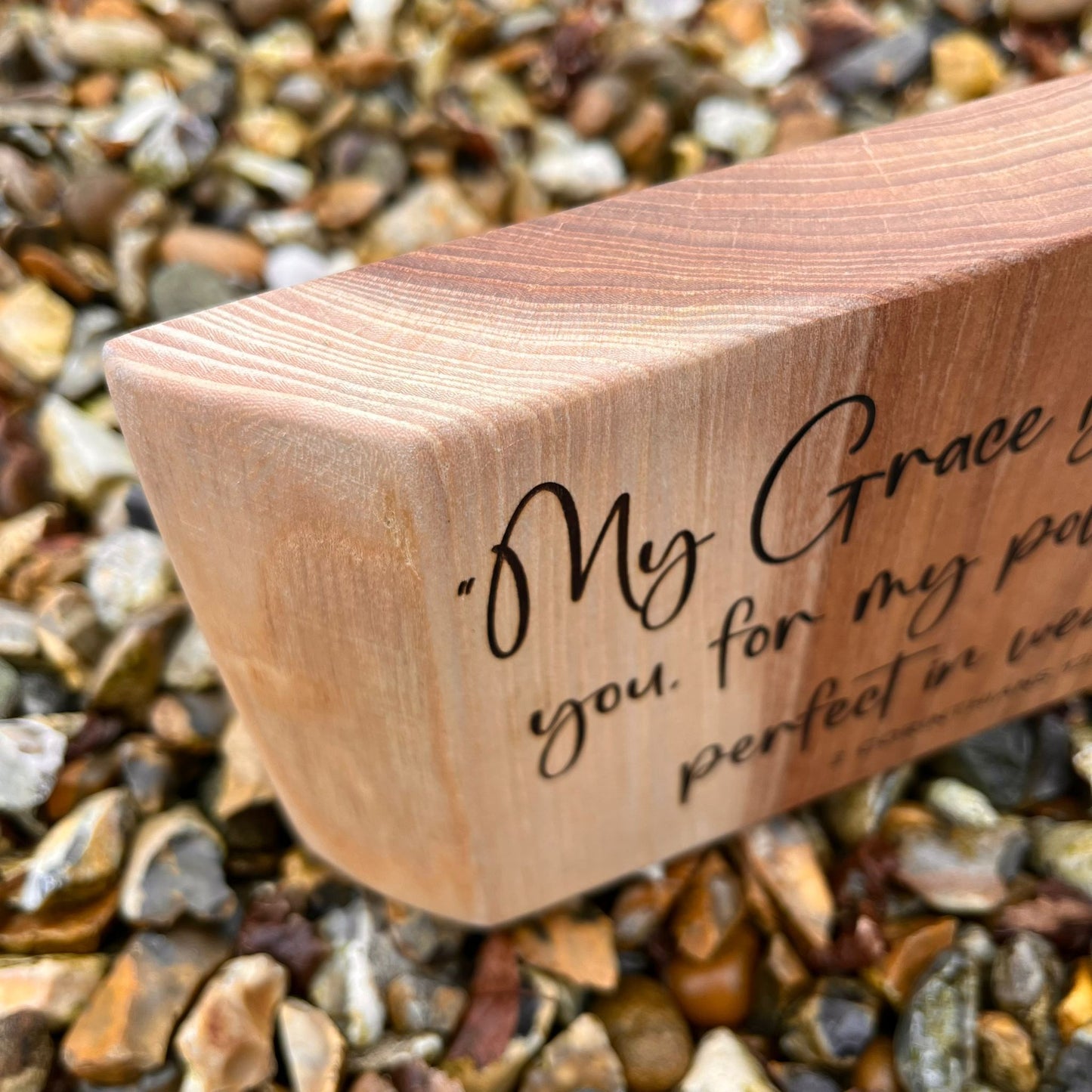 'My Grace is sufficient for you' solid wood live edge plaque