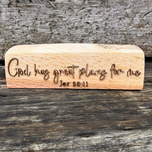 'God has great plans for me' - rustic wooden decorative plaque