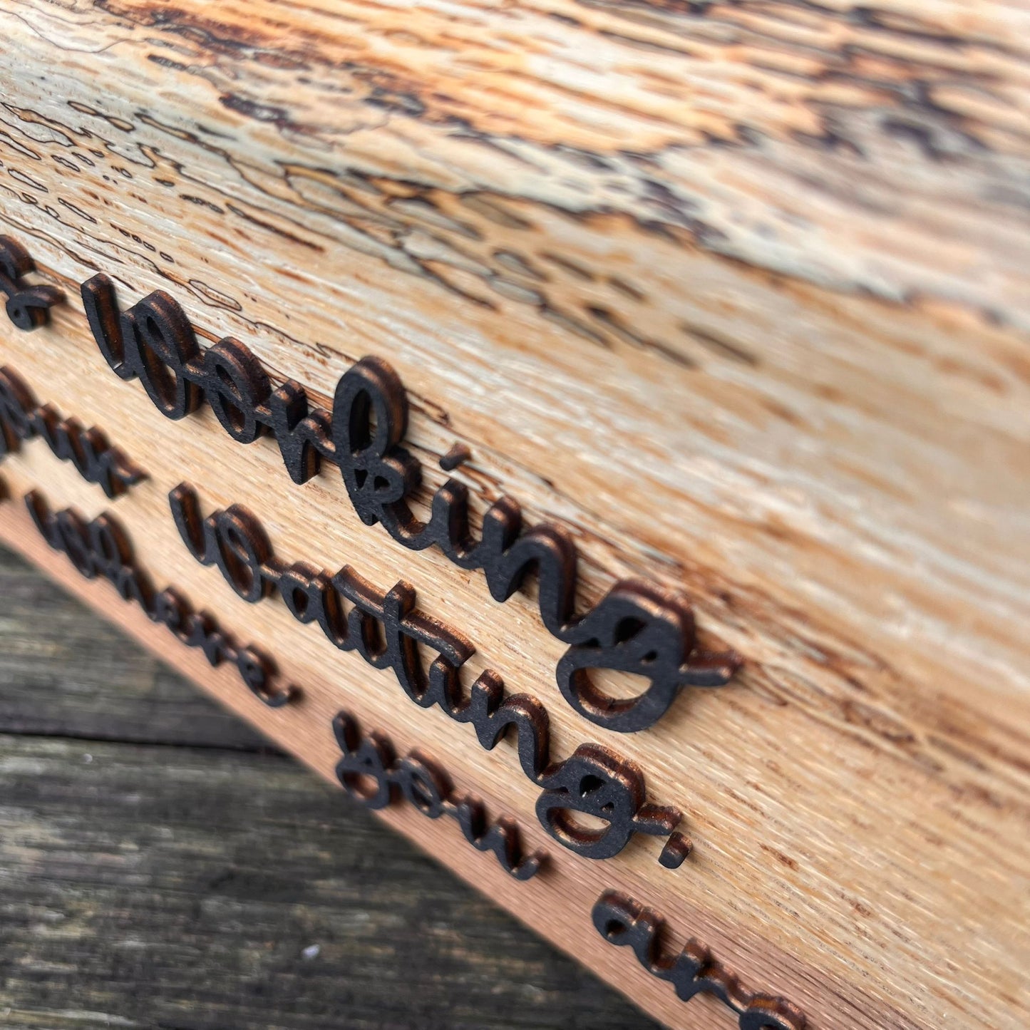 'Working in your waiting' - rustic wooden decorative plaque