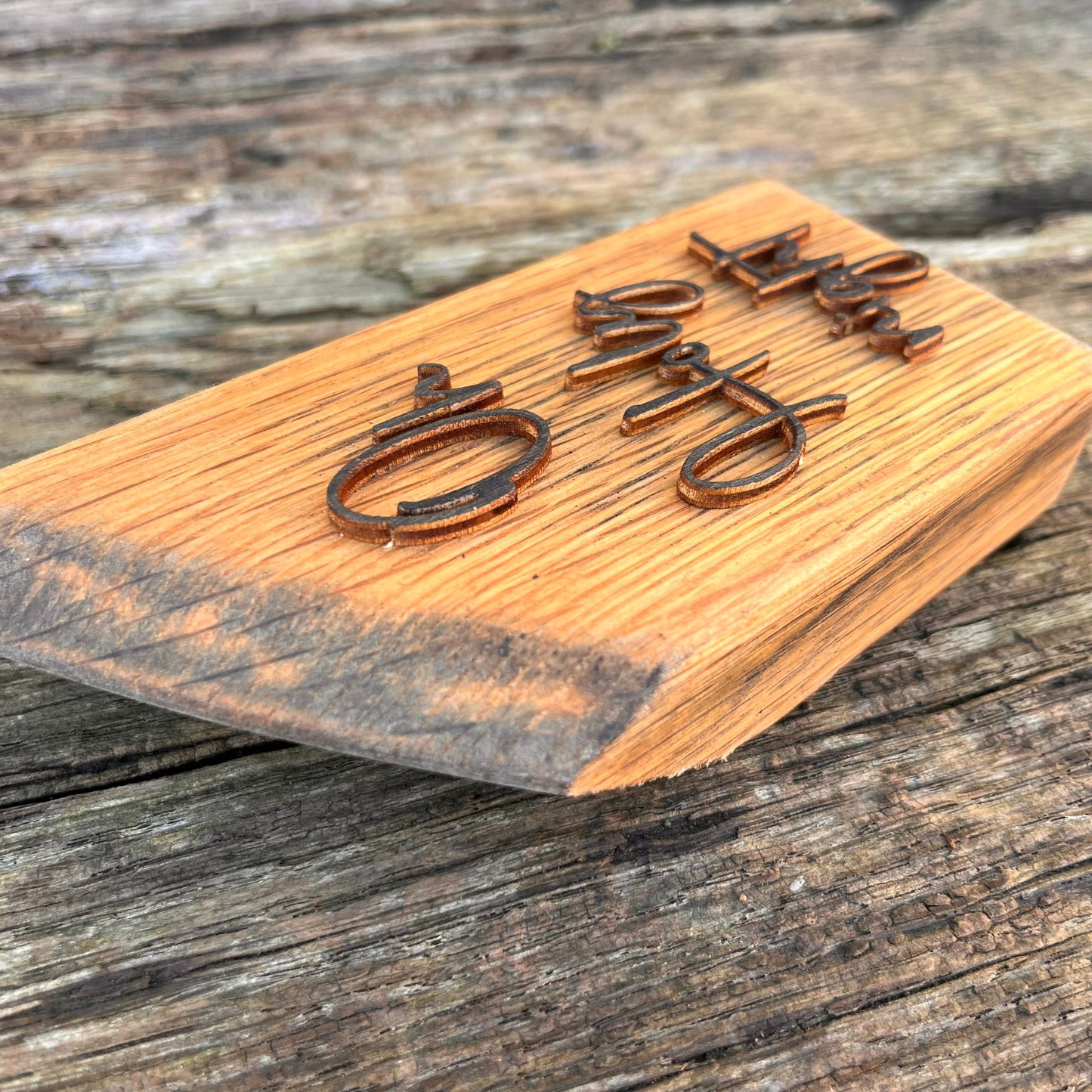 'Oh Holy night' rustic whiskey barrel plaque