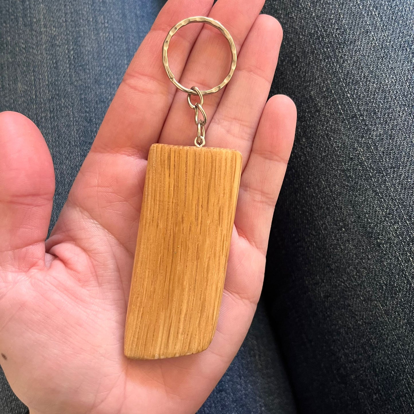 'I am with you always' solid oak barrel keyring