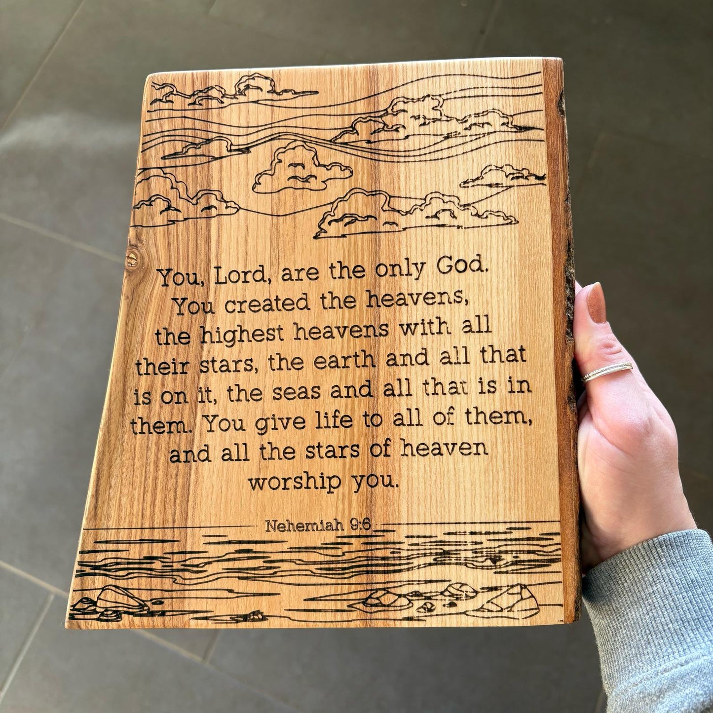 'All the stars of heaven worship you' - large solid ash decorative plaque