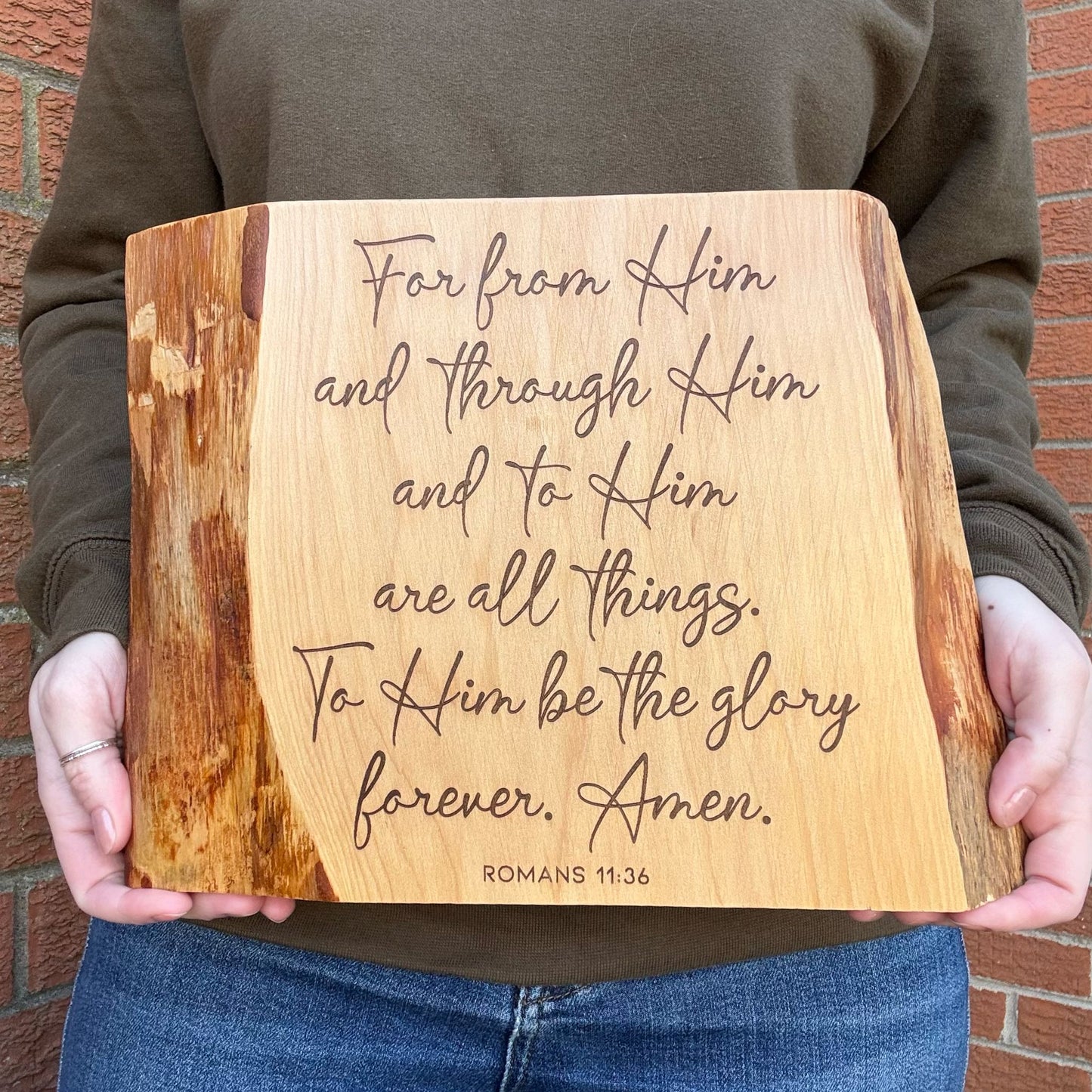 'To Him be the glory' - large Lebanese cedar decorative plaque