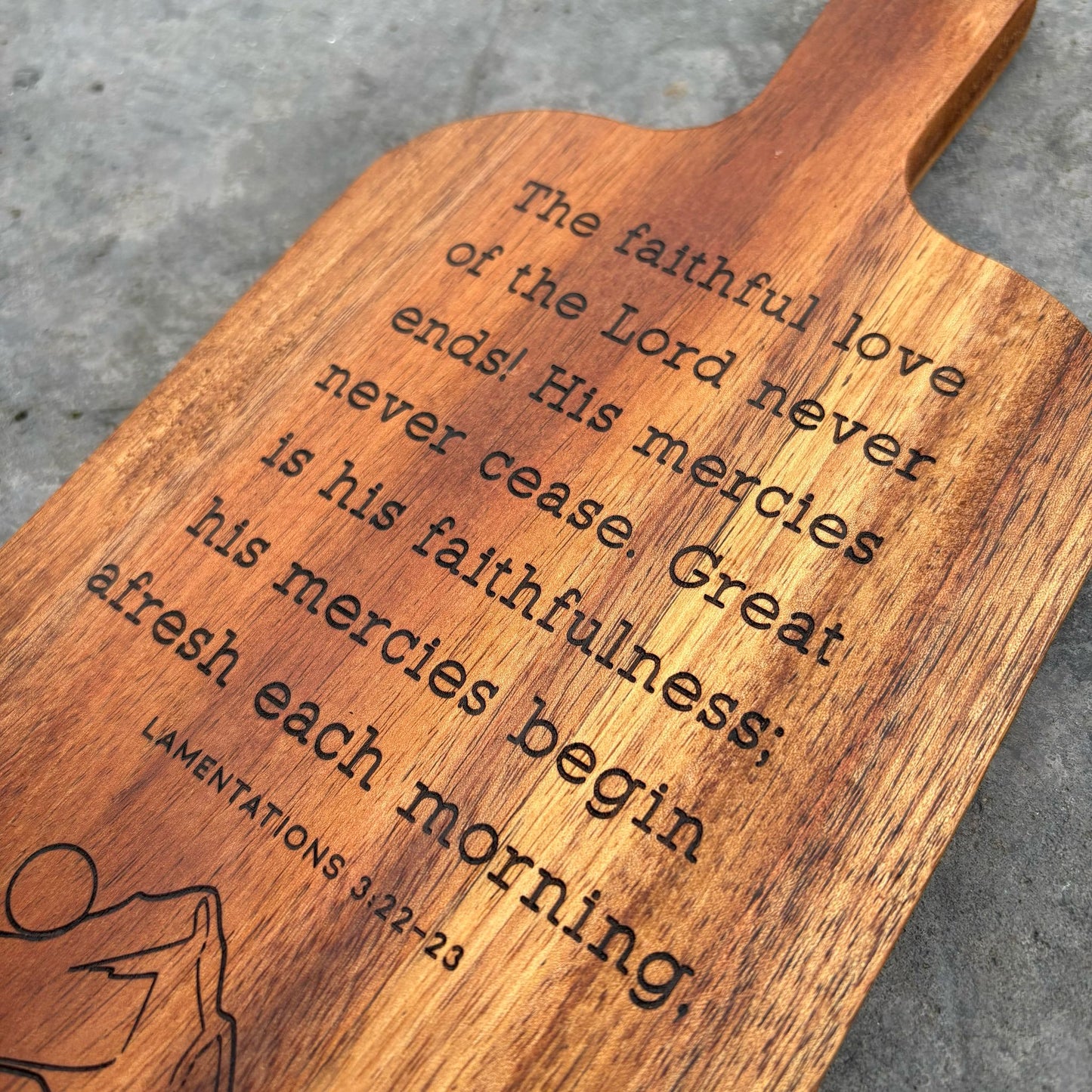 'Great is his faithfulness' laser engraved decorative wooden board