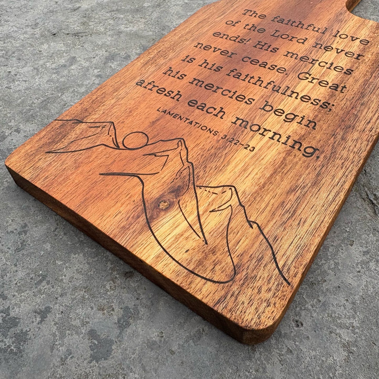 'Great is his faithfulness' laser engraved decorative wooden board