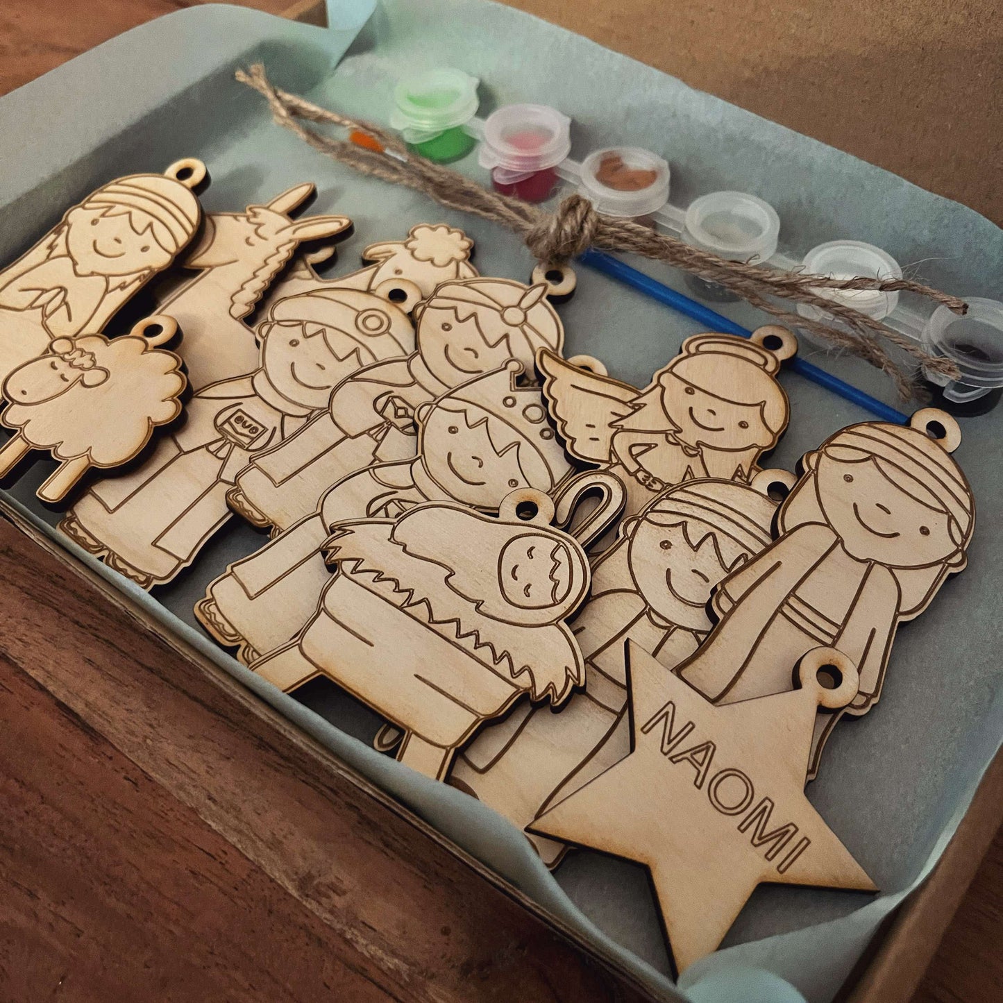 'Christmas nativity' themed wooden painting set for kids